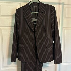 Antonio Melani suit jacket black with deep purple and cream pinstripes